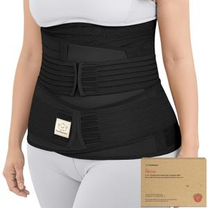 3 in 1 Postpartum Belly Support Recovery Wrap – Postpartum Belly Band, After Birth Brace, Slimming Girdles, Body Shaper Waist Shapewear, Post Surgery Pregnancy Belly Support Band (Midnight Black, M/L)
