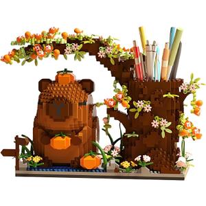 Capybara Building Blocks Set -1880PCS Cute Animals & Flowers Building Bricks Kit Kawaii Capybara Gifts Toy for Kids Age 8+, Capybara Stuff Pen Holder&Desk Organizer, Arts &Crafts for Boys Girls Adult