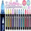 Glitter Markers Outline Pens Metallic,12 Cute Art Supplies Kids 6-8 9-12 10-12 Year Old Tween Teen Girl Gifts Trendy Stuff,Arts Crafts Kids Ages 8-12,Crafts Girls 8-12 Shimmer Sparkle Cool Fun Drawing