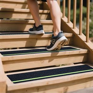 LifeGrip Anti Slip Traction Treads with Glow in Dark Stripe (5-Pack), 4" X 28", Best Grip Tape Grit Non Slip, Outdoor Non Skid Tape, High Traction Friction Abrasive Adhesive for Stairs Step