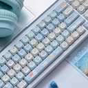 Mao Height Cat Shape Theme keycaps PBT keycaps Customized keycap Set Suitable for 61/87/104/108 Cherry MX Switch and Other Mechanical Keyboards (Blue)