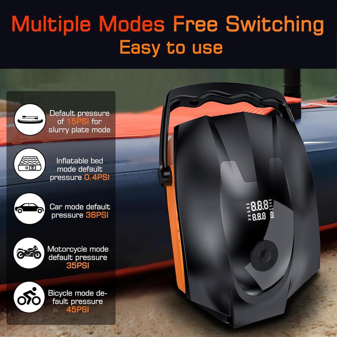 50PSI Paddle Board Pump Electric Portable, High Pressure Sup Pump - Dual Stage Inflation, Auto Shut Off and Deflate, 12V DC Automotive Connector for Stand Up Paddle Board/Car/Bicycle/Inflatable Bed