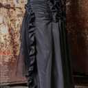 HaoLin Steampunk Retro Victorian Punk Cincher Lace up Long Ruffle Pencil Skirt Black (Black)