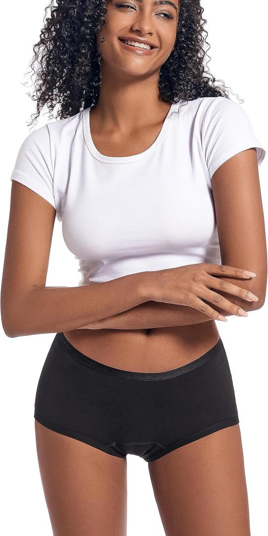 Goat Union Organic Cotton Boyleg Period Underwear for Women & Teens - Moderate Absorbency Period Panty Black, Size S, Pack of 1 (Black, S)