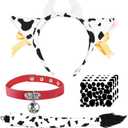 IncreDecor 7 Pcs Cow Costume Women Set Cow Ears Headband and Tail Bell Choker Stickers Halloween Adult Cosplay Accessories