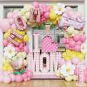Mother's Day Balloon Garland Arch kit Pink Yellow Balloons Daisy Happy Mother Day Flower Foil Balloons for Best Mom Ever Mothers Day Party Birthday Decoration Supplies