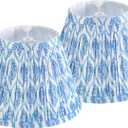 GOSO 5" 9"6.4" Spider Blue Pleated Lamp Shades Set of 2 Small Bell,Multi Floral Lampshades for Table Lamps Wall Lamps,Art Deco Lamp Shade Replacement,Barrel Paoda Shade No Assembly Required