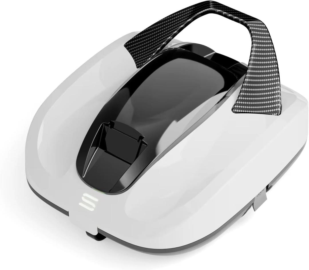 Automatic Pool Cleaner Robot, Cordless Robotic Pool Vacuum, Smart Navigation, White and Black