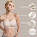 Strapless Bra for Women Bandeau Bras Wireless Seamless Padded Tube Bra Non-Slip Silicone Invisible Bralette (Beige, Small)
