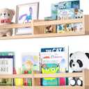 birola Nursery Shelves for Wall 32inches Set of 2Natural Wood Wall Bookshelves for Kids Room - Floating Nursery Bookshelves (32inches Set of 2)