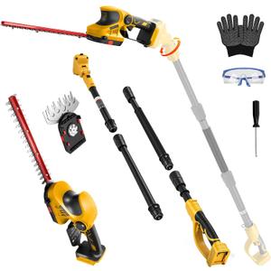 Pole Hedge Trimmer Cordless for Dewalt 20V Max Battery (No Battery), 2-in-1 Brushless 12" Hedge Trimmer and 3.9" Grass Shear with 8.5FT Extension Pole, 15Ft Long Reach for Tree Shrub Pruning