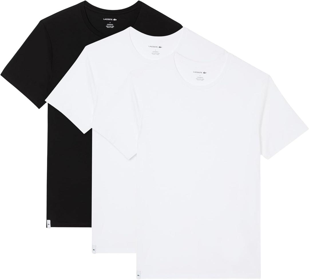 Lacoste Men's 100% Cotton Regular Fit Crew Neck Undershirt, 1-Pack (Black, XXL)