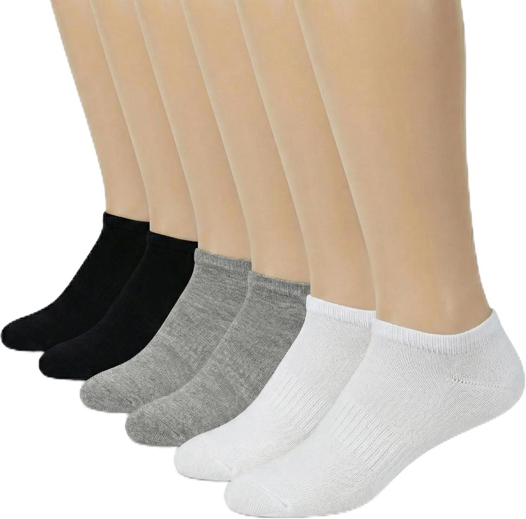 No Show Socks for Men & Women - Stylish Cotton Comfort Running Socks- Low Cut Ankle Length Anti Slip Socks (Large, 6-pairs Multicolor)
