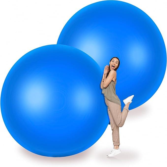 Leitee 2 Pcs 72 Inch Giant Balloons Round Latex Large Human Egg Jumbo Balloons Inflatable Air Decorations for Birthday Party Wedding Engagement(Blue)