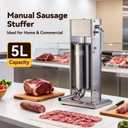 Malphi 15LBS/7L Manual Sausage Stuffer, Professional Stainless Steel Sausages Maker & Filler Kit with 2 Speed, 4 Stuffing Tubes, Vertical Meat Stuffers for Home Kitchen, Commercial Use