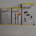 6Foot Braided Aux Audio Cable 8pin to 3.5 Connector, 6 foot Braided USBC to 3.5 Connector, and Premium Sound Sterio Earbuds With apple 8pin connector, by acoustix.
