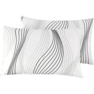 SUSYBAO White Pillow Cases Set of 2 King Size 100% Cotton Black Abstract Striped Decorative Pillowcases with Envelope Closure Modern Pinstripe Pillow Protectors Ultra Soft 20 in x 36 in