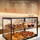 VEVOR Bakery Display Case, 2-Tier Commercial Countertop Pastry Display Case, Clear Acrylic Bread Box for Kitchen, Party Cake Cabinet with Sliding Door for Cookie Dessert Donut, 21.7" x 15.2" x 15.4"
