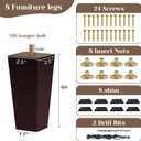 Sofa Legs Square Bed Feet 6 inch Wood Replacement Leg for Furniture Set of 8, Dark Brown