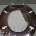 Angel Shield Durable Wood Veneer Natural Toilet Seat Metal Hinged Easy Clean Anti-scratch American Standard(Round,Dark Walnut)