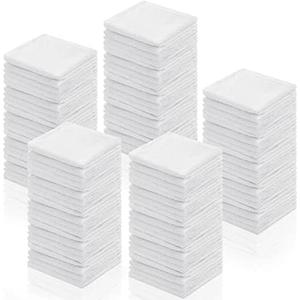 Oudain 100 Pcs White Cleaning Cloths Bulk Reusable Cleaning Rags Cotton Washcloths Absorbent Dishcloths Small Kitchen Rags Soft Bath Towels for Housekeeping, 9.8 x 9.8 Inch