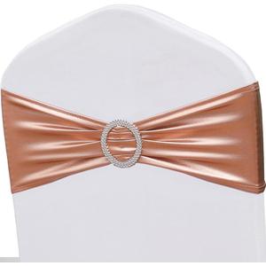 50 PCS Spandex Rose Gold Chair Sashes for Wedding Stretch Chair Bands with Buckles Universal Elastic Chairs Ties Bows for Party Folding Chairs Celebration Ceremony Christmas Events Decorations