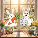 Roowest Unfinished Easter Pre Cut Stained Glass DIY Stained Glass Craft Kit for Adult with Solder Wire, Flux Brush, Pens for Women Gifts Spring Home Decor(Bunny,2 Set)