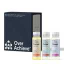 OVERACHIEVE Supplement Variety Pack with Advanced Nanoscience Technology, 12 Pack, Stress Calming Relax Drink, Sleep Aid Drink, Nootropic Brain Supplement Focus Drink, 2 oz Shot 01/31/26