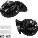 2PCS 300DB Super Loud Train Horns, 12V Waterproof Air Horns Replacement Kit, Car Air Electric Snail Double Horn, Automotive Accessories Universal for Car, Motorcycle, Truck, Bike, Boat (Black)