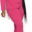 PINSV Womens 2 Piece Outfits Casual Sets Long Sleeve Top and Flare Pants Lounge Sets Tracksuit (M)