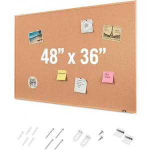 Mr. Pen- Cork Notice Board, 48 X 36 Inches, Cork Bulletin Board for Walls, Pin Boards, Framed Corkboard, Decorative Hanging Pin Boards, Perfect for Office & Home Decor