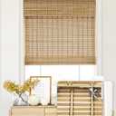 LazBlinds No Tools No Drill Cordless Bamboo Roman Shades, Light Filtering Window Treatment, Roll Up Bamboo Blinds for Windows 30'' W x 64'' H, Natural 306