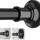 Tension Curtain Rod, Extra Long Outdoor Curtain Rod 43-120 Inch Adjustable, 1.1 Inch Diameter Thick Heavy Duty Black Shower Curtain Rod, Stainless Steel Shower Rod for Bathroom No Drilling, No Rust