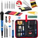 Soldering Iron Kit, 60W Soldering Iron, 5 Soldering Iron Tips, 21-in-1 Adjustable Temperature, Solder Wire, Stand, Desoldering Pump, Soldering Welding Iron Kit for Electronics Hobby DIY 110V US Plug (Black and Red)