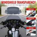 Smoke 9" Motorcycle Wave Windshield Windscreen Compatible for 2014-2023 Harley Davidson Touring Street Glide Electra Glide Tri Glide FLHX FLHXU FLHTC FLTR FLTR FLHTK FLHXSE