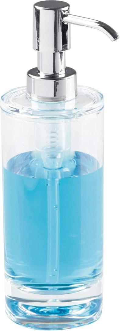 iDesign Eva Acrylic Dispenser Body Moisturizer, Sanitizer or Aromatherapy Lotion in Bathroom, Kitchen, Bedroom, Vanity, 2.5" x 2.5" x 8", Soap Pump,55220