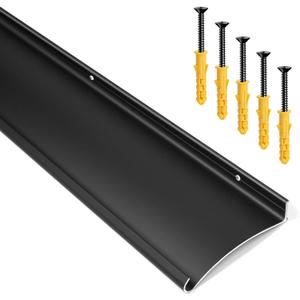 4.3" W 40" L Extra-Wide Heavy-Duty Door Rain Drip Guard Cap, Aluminum Rain Deflector for Windows Doors Guard, Stops Rain Moisture Damage for Home, Storefront, RV (40" L, Black, Rolled Egde)