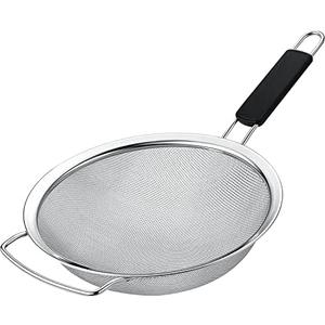 Kafoor 9" Large Extra Fine Mesh Strainer with Thermo Plastic Rubber Handle - Sieve Fine Mesh Stainless Steel - Ideal to Strain Pasta, Quinoa and Rice