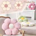 Royal Blue Flower Pillow, Cute Decorative Flower Shaped Throw Pillow with Faux Rabbit Fur, 19.6" Soft Flower Plush Throw Pillow Floor Pillows Room Dcor for Bedroom Living Room