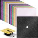 Gersoniel 24 Sheets Glitter Construction Paper for Graduation Cap Decoration Colorful Cardstock Grad Cap Cover Card Stock for Graduation Hat Topper Craft DIY (Colorful,Glitter)