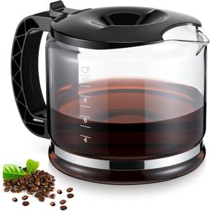 Glass Coffee Carafe Compatible with DeLonghi Espresso Machine, 10 Cup Coffee Pot Replacement Compatible with Models 3066, 3067, 3093, 3094, 3111, 3112, KF140, KF863, Part 7313283649/ AS00000675