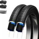 Mountain Bike Tires 24/26x1.95 Inch 2-Pack - Wear-Resistant Foldable Hybrid Tires with 2 Inner Tubes & Levers, Aggressive Tread for Trail, Commuter, Off-Road (24/26x1.95-30TPI)