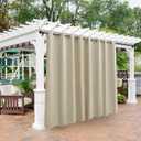 BONZER Waterproof Outdoor Curtains for Patio Gazebo Pergola Balcony - Thermal Insulated Sunlight Blocking Grommet Blackout Curtains for Bedroom Living Room,1 Panel, 120W x 108L inch, Cream