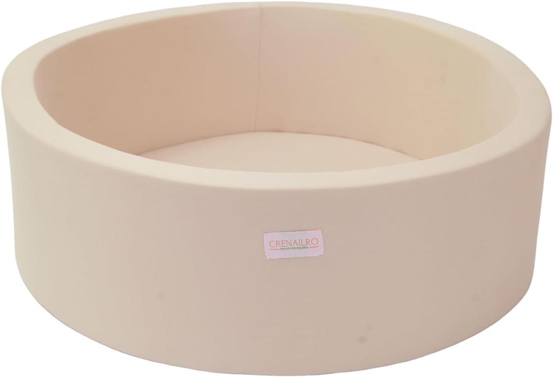 Foam Ball Pit for Toddlers, 35 Inch Baby Ball Pit Soft Round and Easy to Set or Clean, Baby Playpen Ball Pool is Ideal Gift for Kids-Balls NOT Included (Peach,beige)