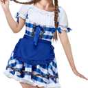 SOMSOC Women's Oktoberfest Costume German Bavarian Costume Outfit Dirndl Dress Bow Hair Ties for Oktoberfest Halloween Party (Medium, Blue)