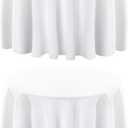 Surmente 2 Pack White Tablecloth for Round Tables, 132-inch Round Table Cloths for Weddings, Banquets, or Restaurants