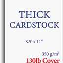 Extra Heavy Duty 130lb Cover Cardstock - Bright White - 350gsm 17pt Thick Paper for Industrial Inkjet & Laser Printers - 8-1/2" x 11" - 40 Pack