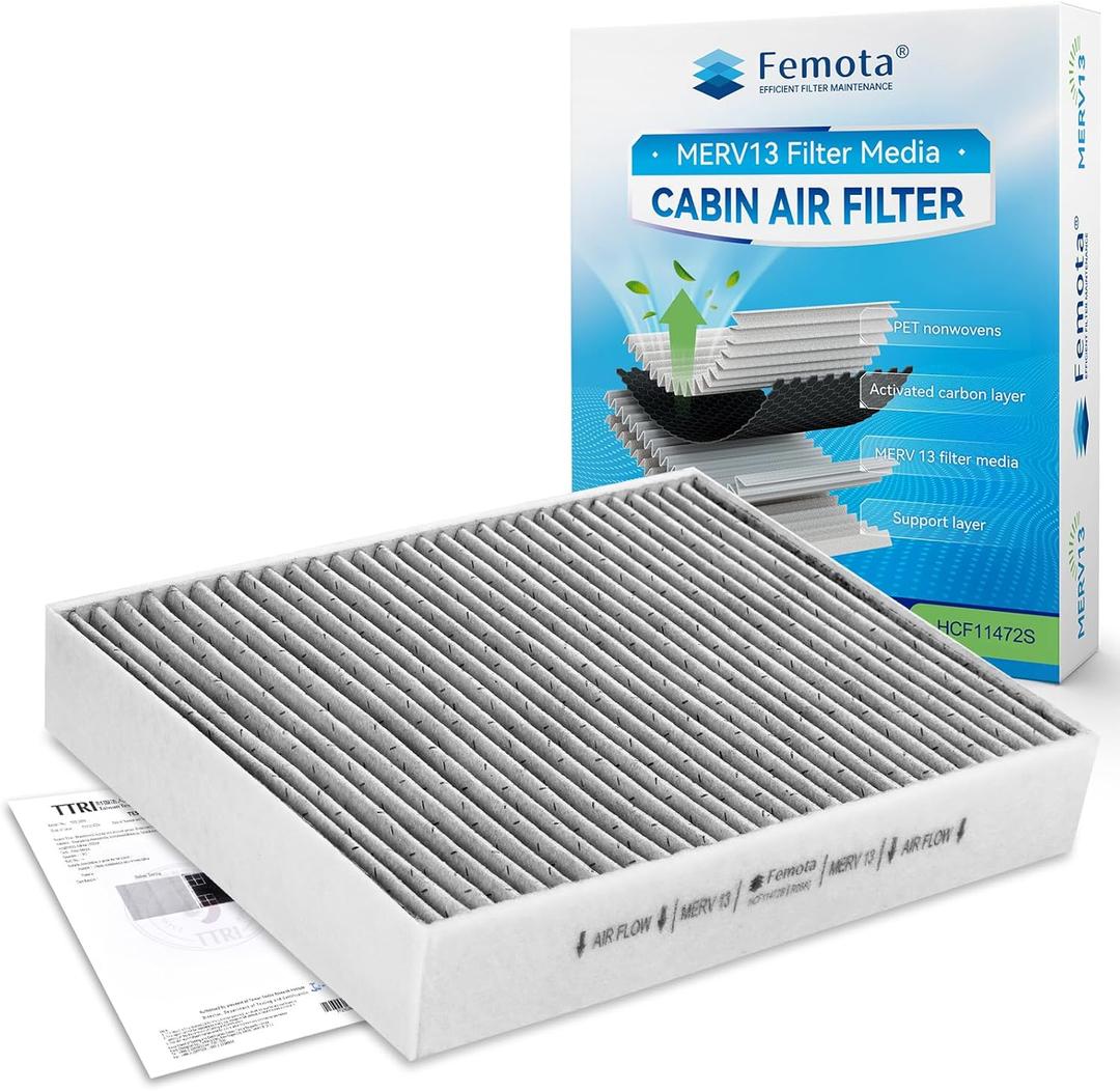 Certified MERV 13 Cabin Air Filter with Activated Carbon, CF11472 for BMW 228i, 230i, 320i, 328d, 328i, 330i, 330e, 335i, 340i, 428i, 430i, 435i, 440i, M2, M235i, M240i, M3, M4.