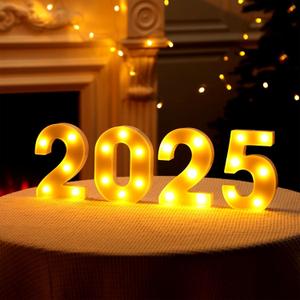 Mudder 2025 Light up Numbers for New Year Party Decorations LED 2025 Graduate Numbers Lights Battery Operated Sign Table Decor Party Supplies