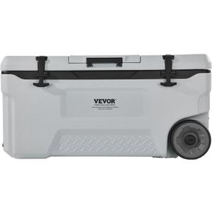 Portable Cooler 74 QT Insulated Wheeled Cooler 120 Can Capacity with Cup Holder